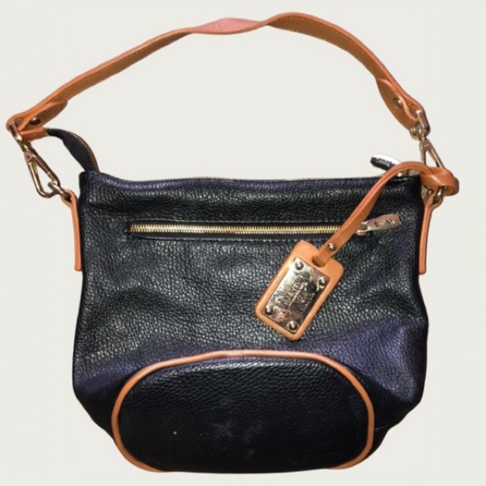 Small black & brown leather Valentina Shoulder bag